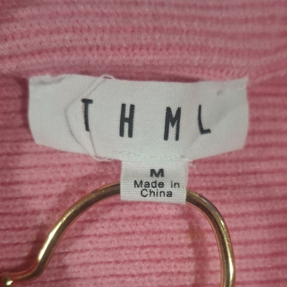 THML.women's  Pink and Cream Cowl Neck Sweater Size M - Picture 5 of 6